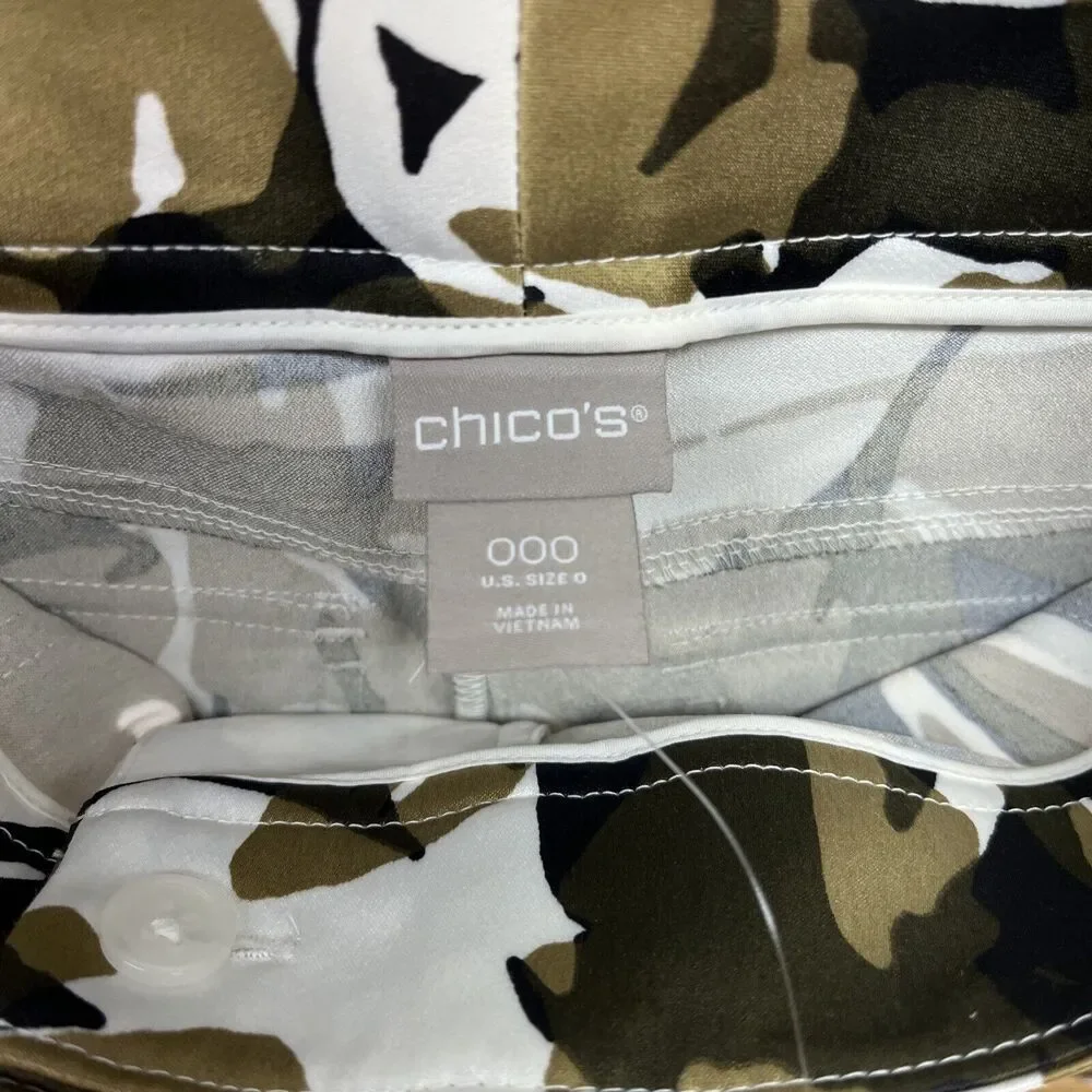 Chico’s Satin Cargo Ankle Pant Women’s Sz‎ 0 Camo NEW